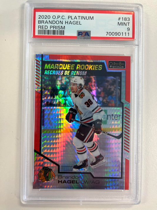 2020 O-Pee-Chee Platinum #183 Brandon Hagel Red Prism PSA 9