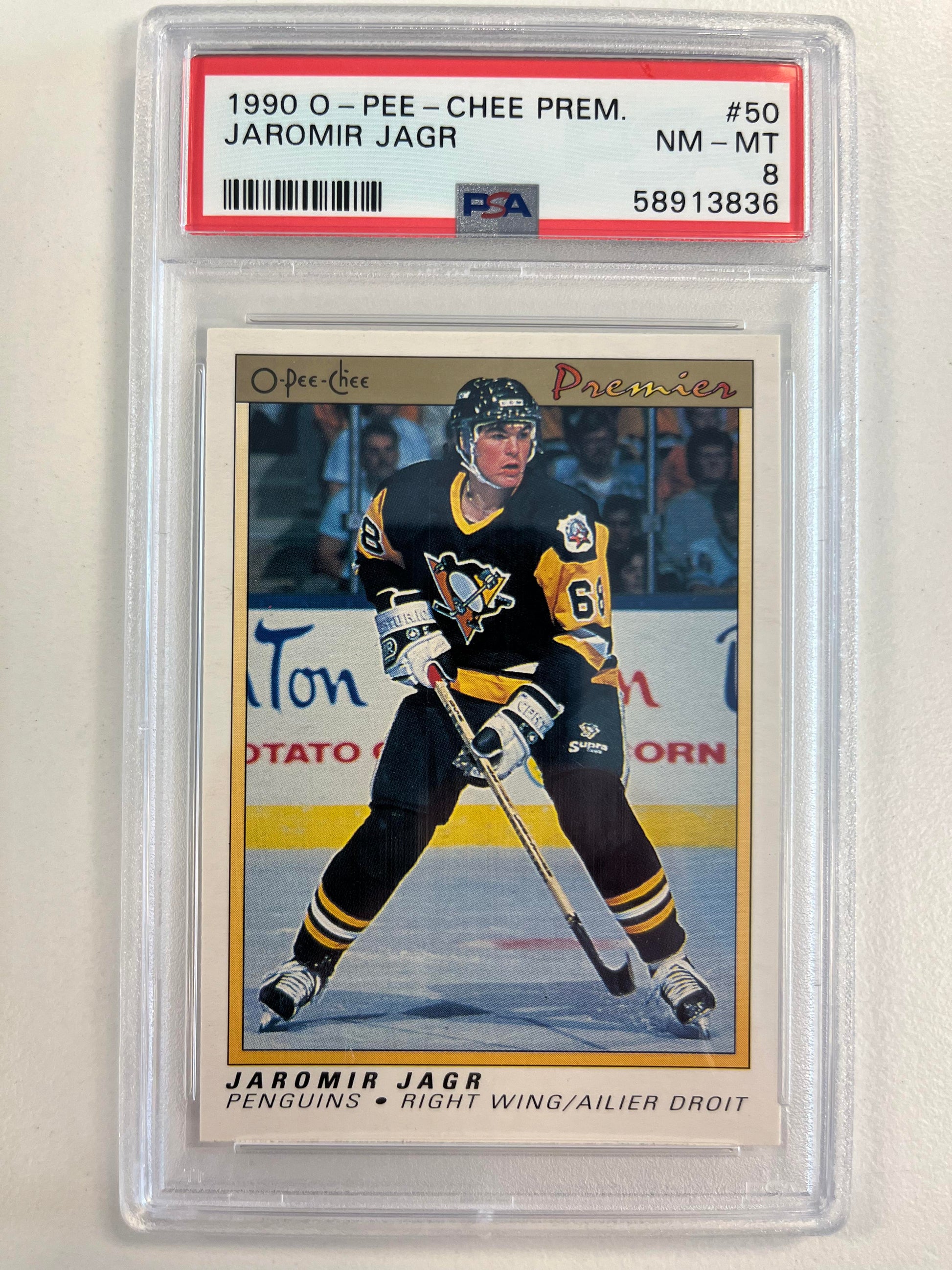 1990 O-Pee-Chee Premier #50 Jaromir Jagr PSA 8