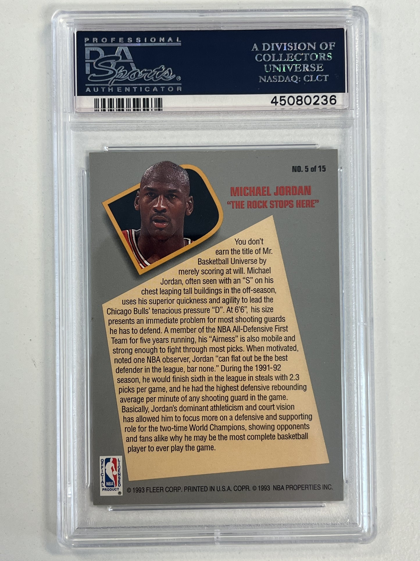 1992 Fleer Total D #5 Michael Jordan PSA 8