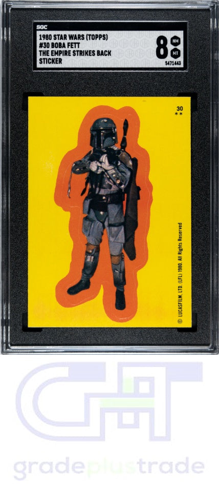 1980 Topps Star Wars #30 Boba Fett The Empire Strikes Back Sticker SGC 8