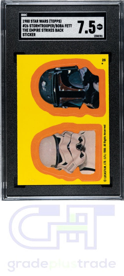 1980 Topps Star Wars 26 Stormtrooper/Boba Fett Sticker SGC 7.5