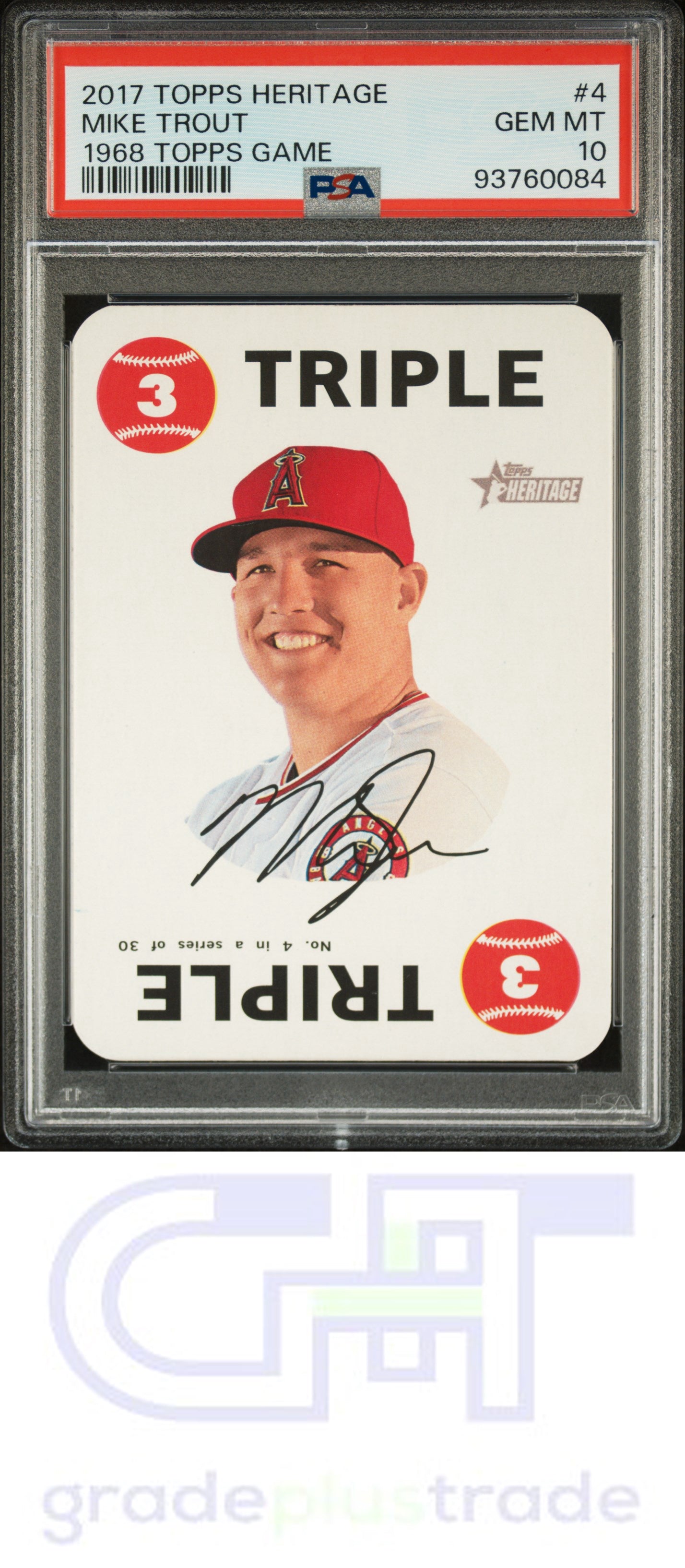 2017 Topps Heritage 1968 Topps Game #4 Mike Trout PSA 10