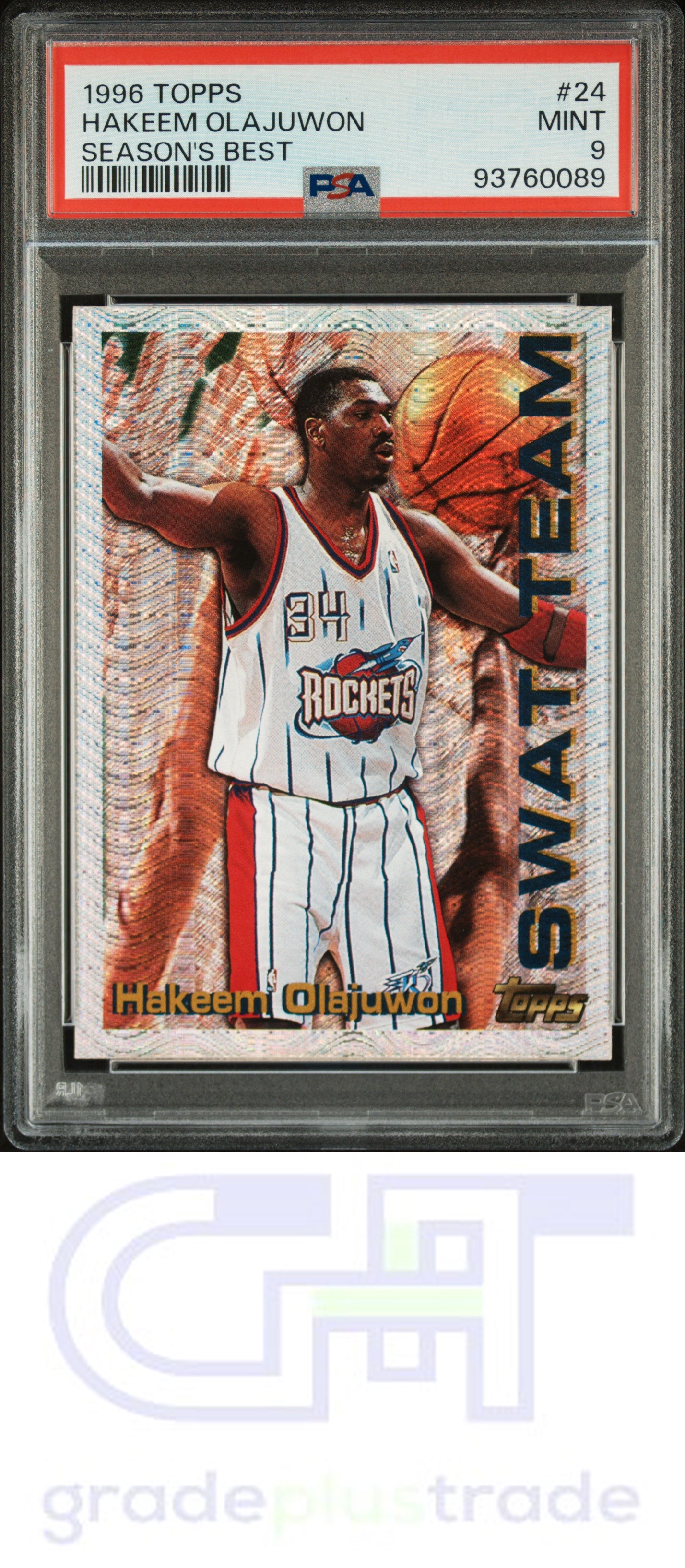 1996 Topps Season'S Best #24 Hakeem Olajuwon Season'S Best PSA 9