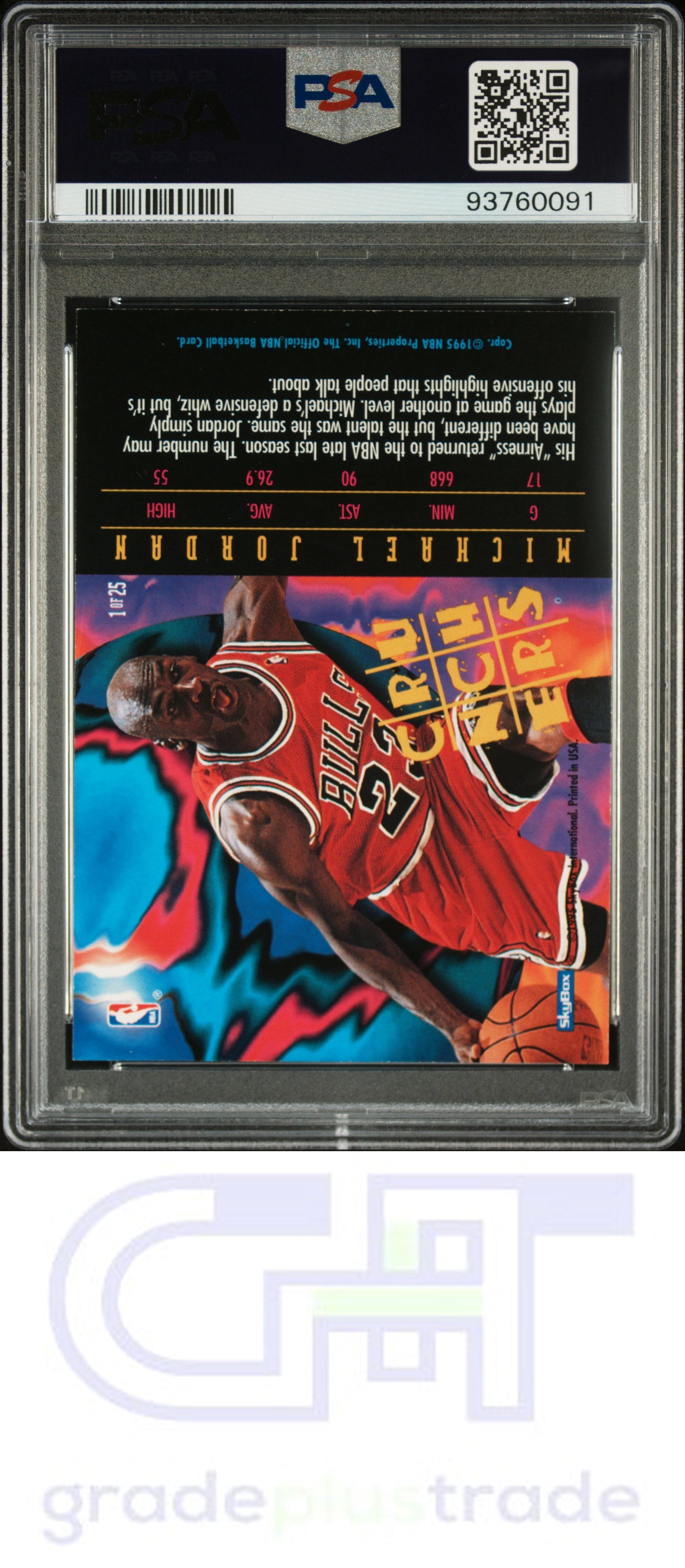 1995 Hoops Number Crunchers #1 Michael Jordan Number Crunchers PSA 8