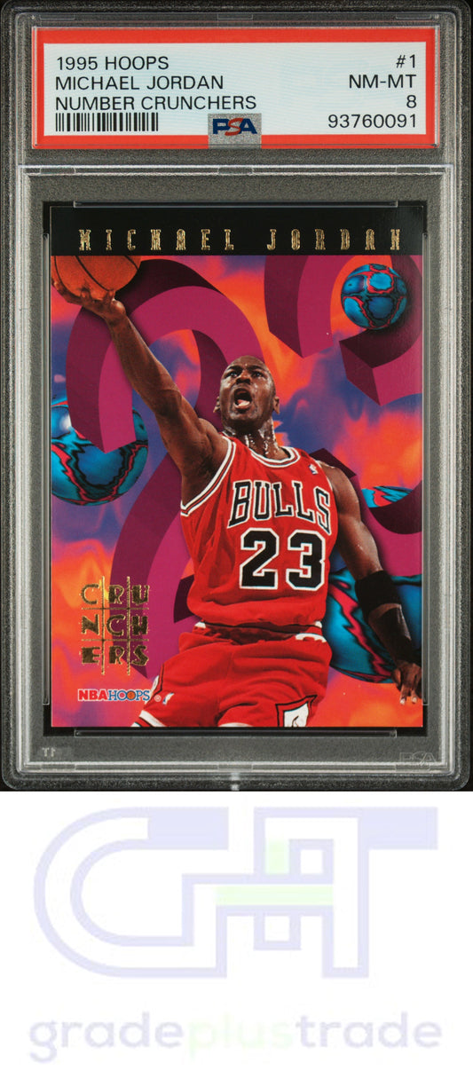 1995 Hoops Number Crunchers #1 Michael Jordan Number Crunchers PSA 8