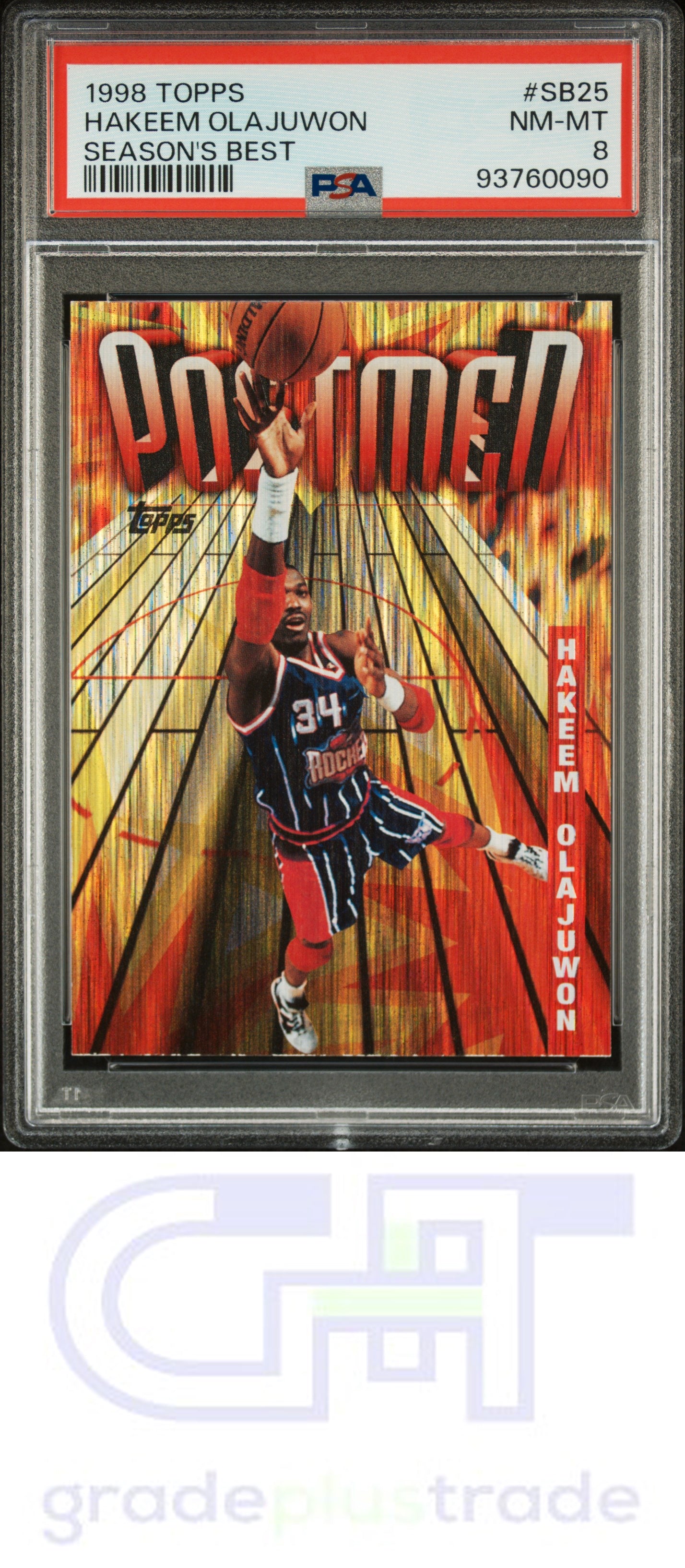 1998 Topps Season'S Best #SB25 Hakeem Olajuwon Season'S Best PSA 8