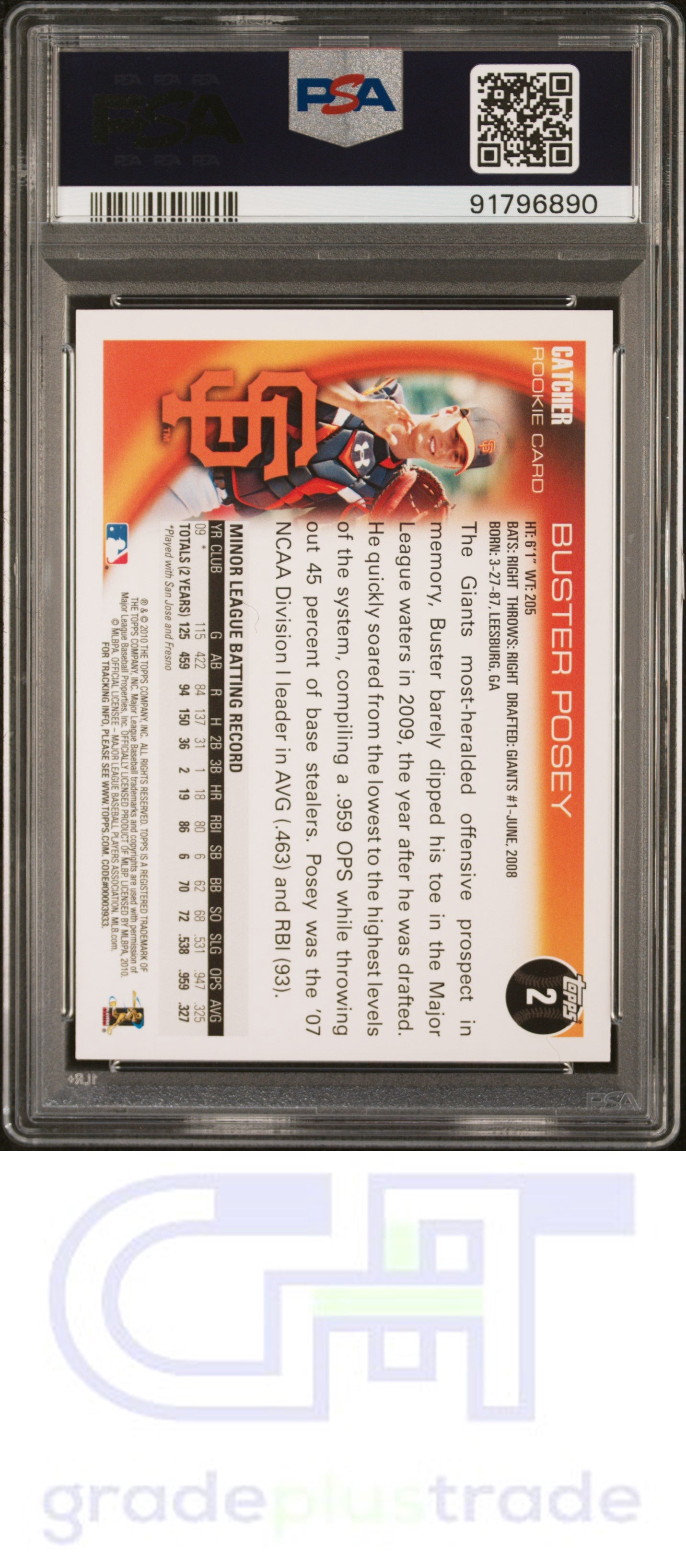 2010 Topps #2 Buster Posey PSA 6