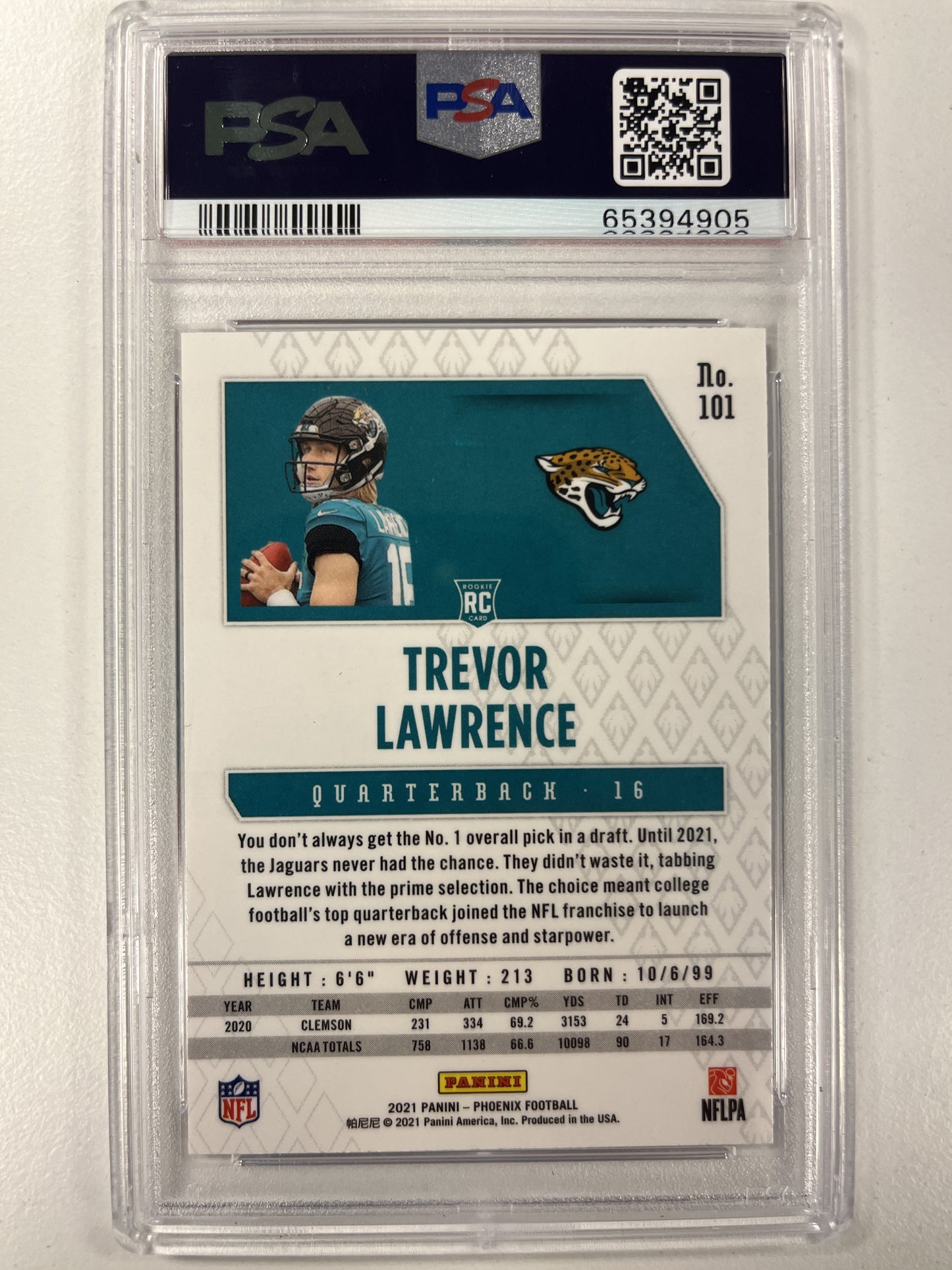 2021 Panini Phoenix #101 Trevor Lawrence Fire Burst PSA 10