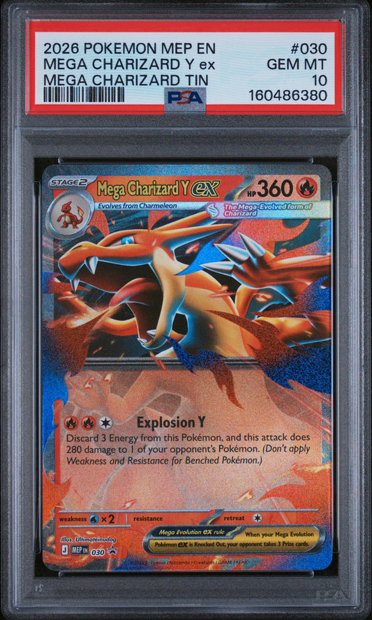 2026 Pokemon MEP EN #030 Mega Charizard Y Ex Mega Charizard Tin PSA 10