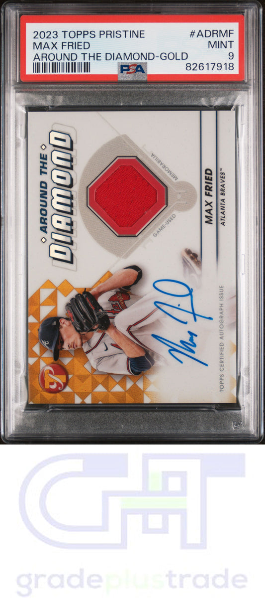 2023 Topps Pristine Around The Diamond Auto Relics Max Fried Gold PSA 9