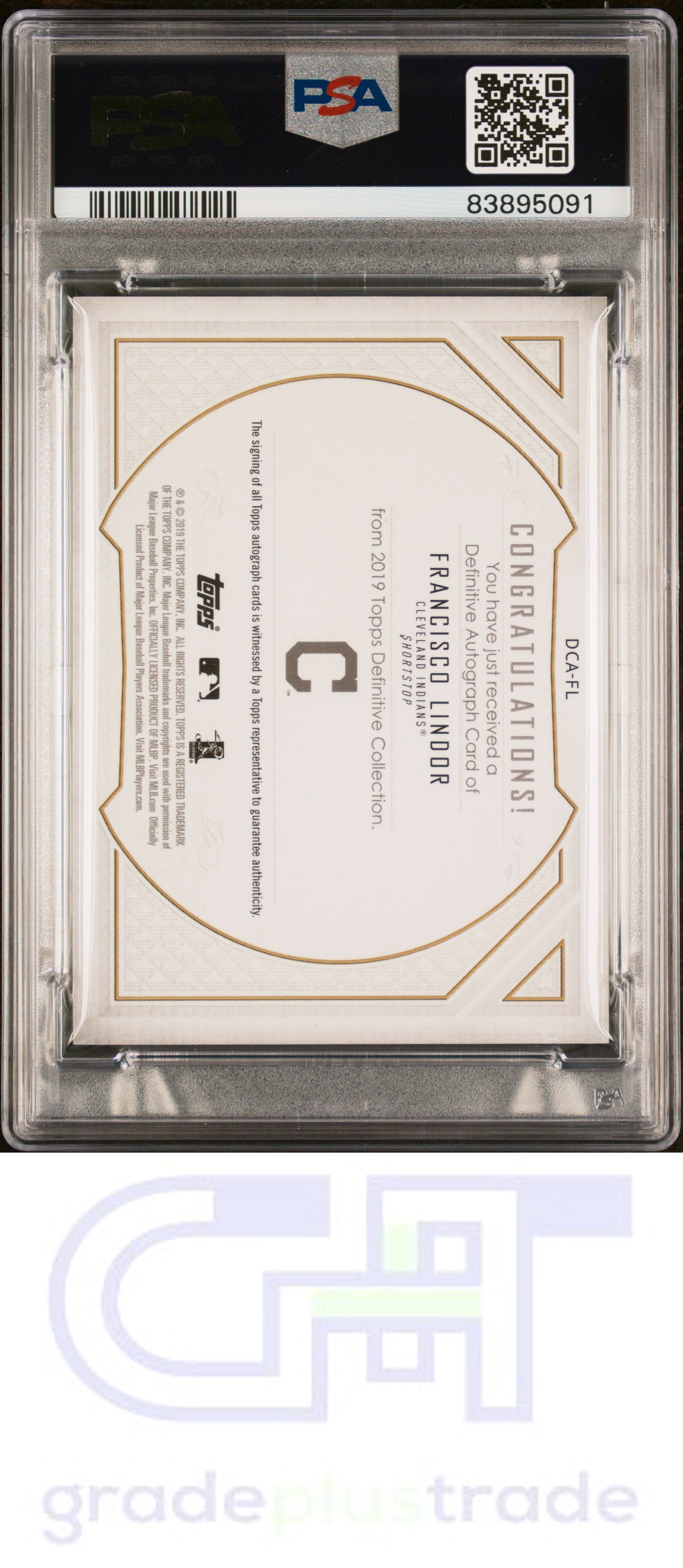 2019 Topps Definitive Collection Definitive Auto Francisco Lindor #'d /25 PSA 9