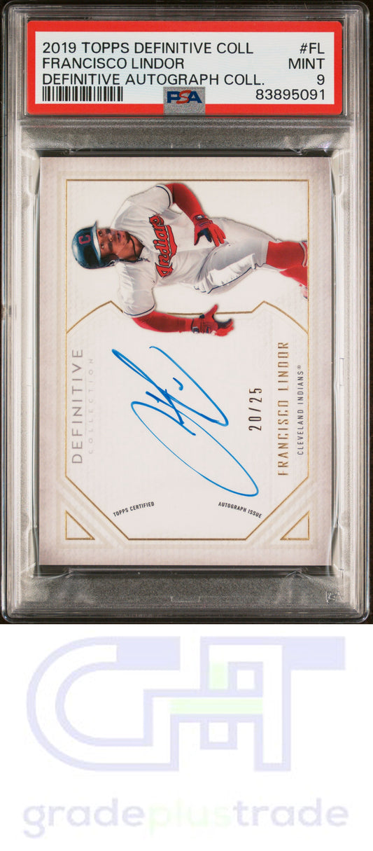 2019 Topps Definitive Collection Definitive Auto Francisco Lindor #'d /25 PSA 9