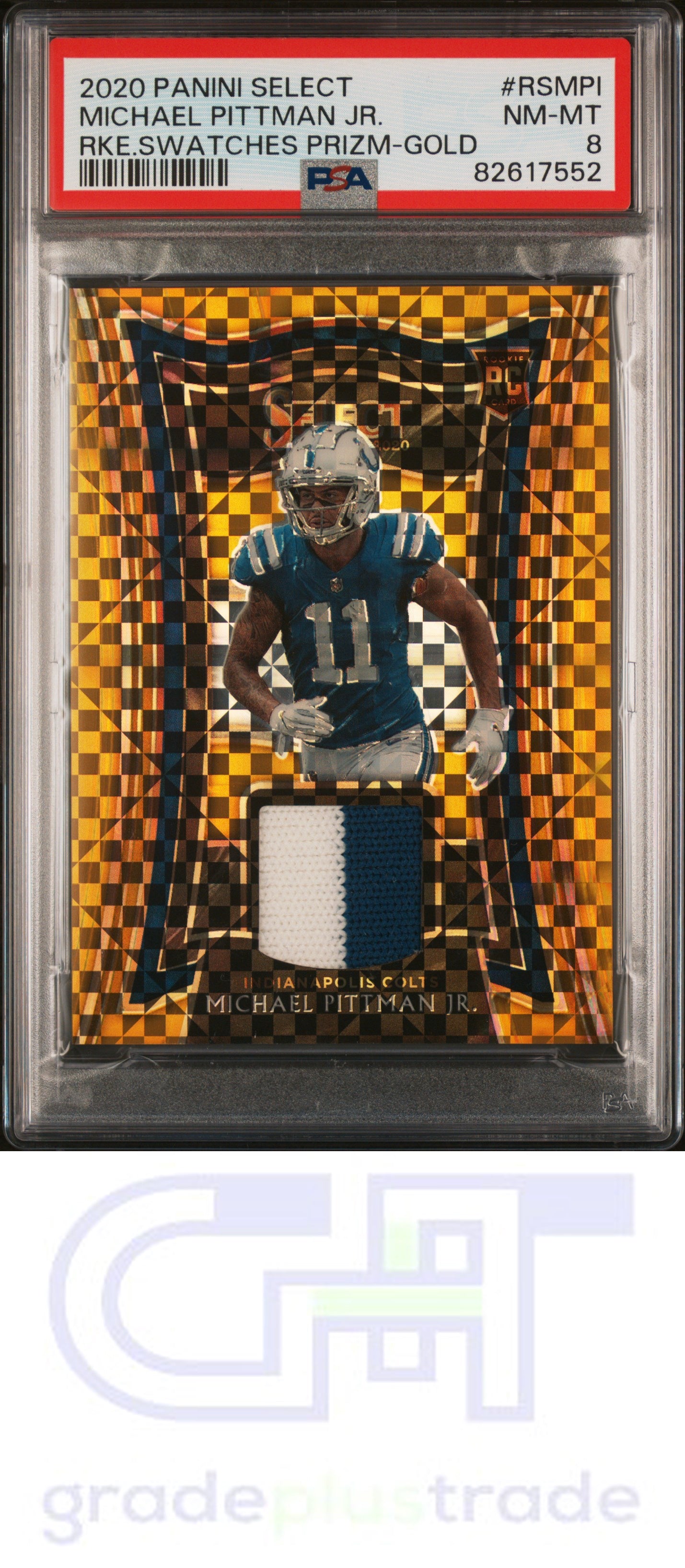 2020 Panini Select Rookie Swatches Prizm Michael Pittman Jr. Gold /10 PSA 8