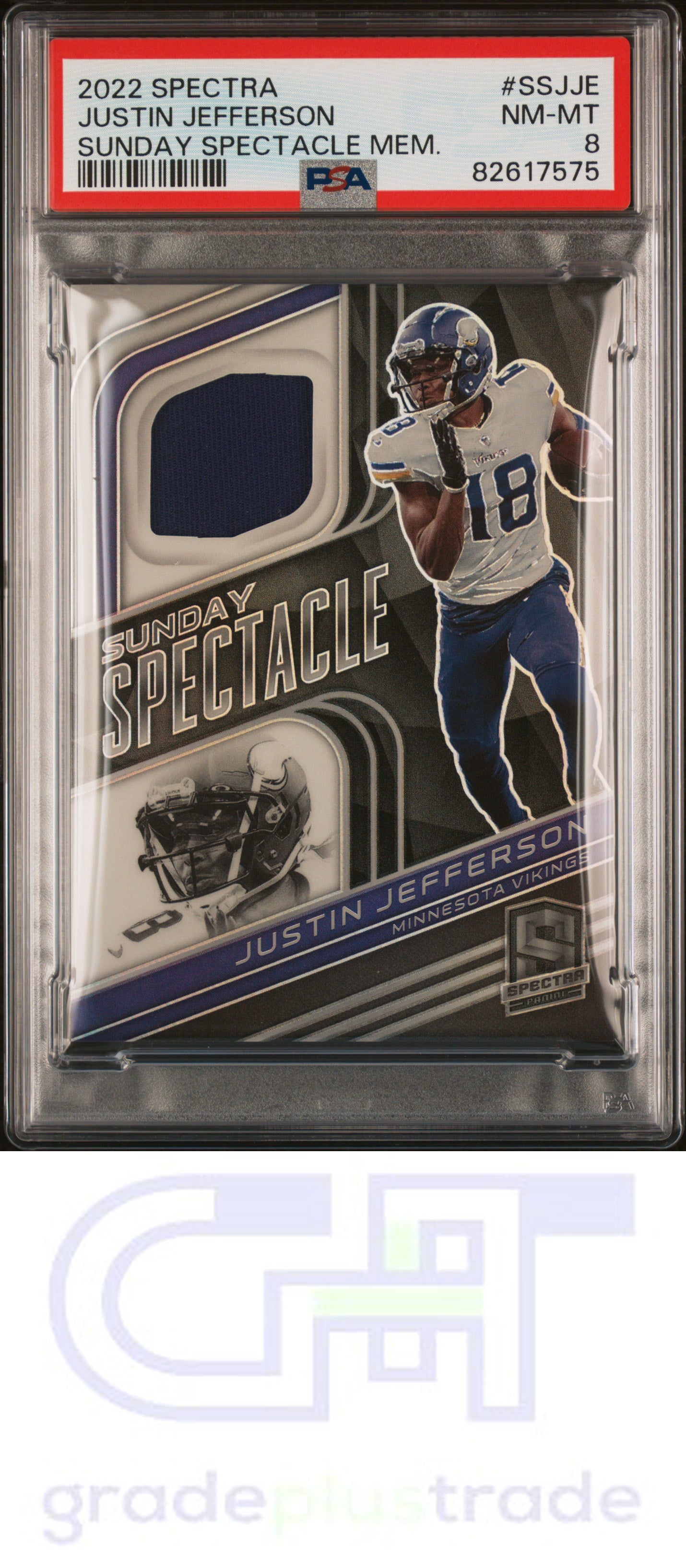 2022 Panini Spectra Sunday Spectacle Memorabilia Justin Jefferson /99 PSA 8