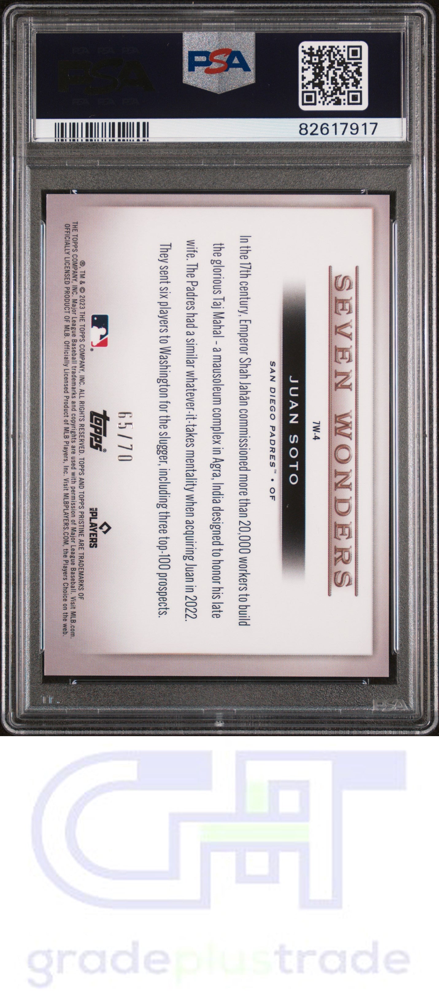 2023 Topps Pristine 7 Wonders #7W4 Juan Soto PSA 10