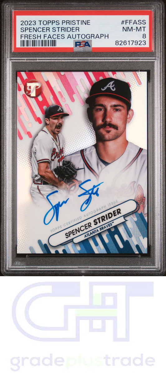 2023 Topps Pristine Fresh Faces Autograph #FFASS Spencer Strider PSA 8