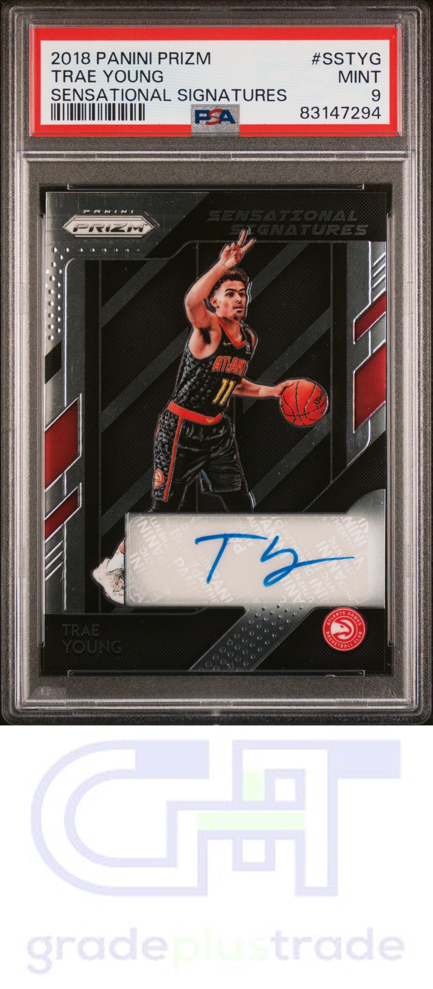 2018 Panini Prizm Sensational Signatures #SSTYG Trae Young RC Auto PSA 9