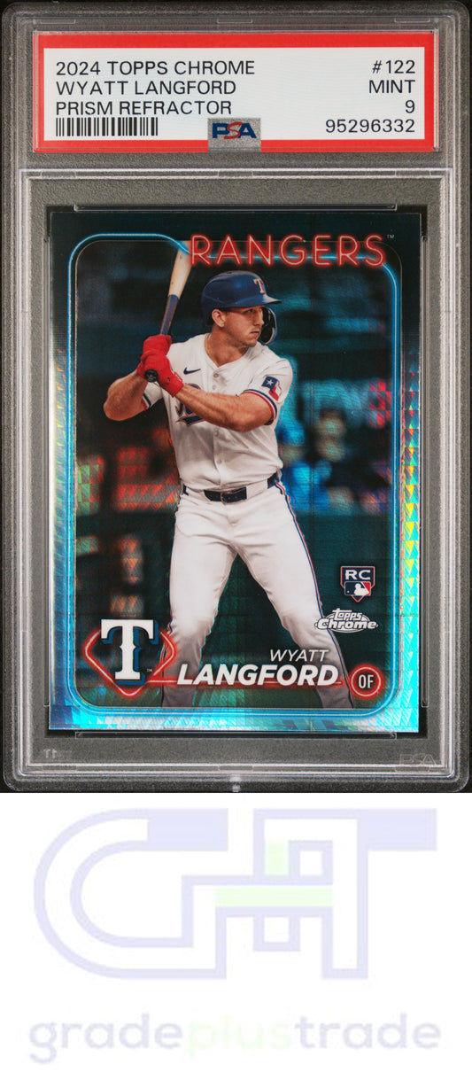 2024 Topps Chrome #122 Wyatt Langford Prism Refractor RC PSA 9