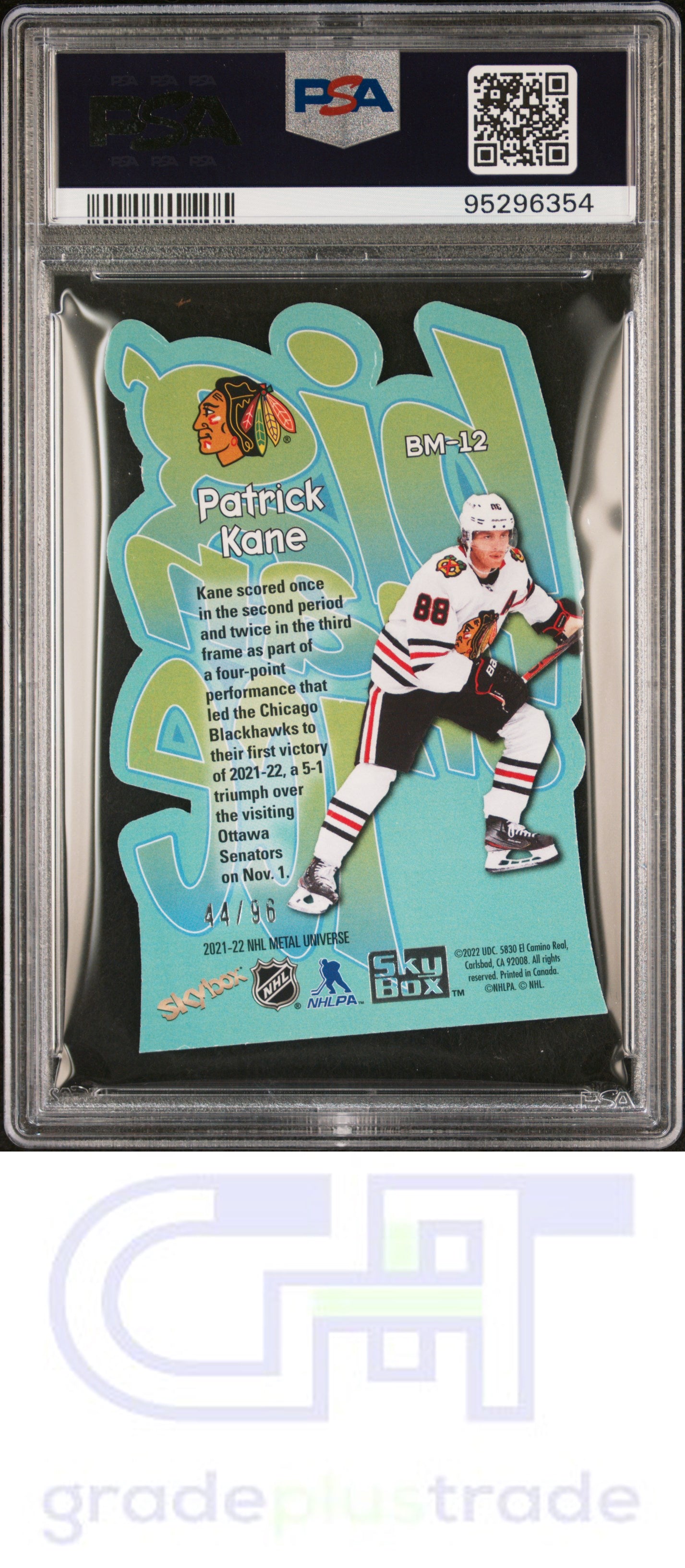 2021 Metal Universe Big Man On Ice Die-Cut Patrick Kane Gold #'d /96 PSA 10