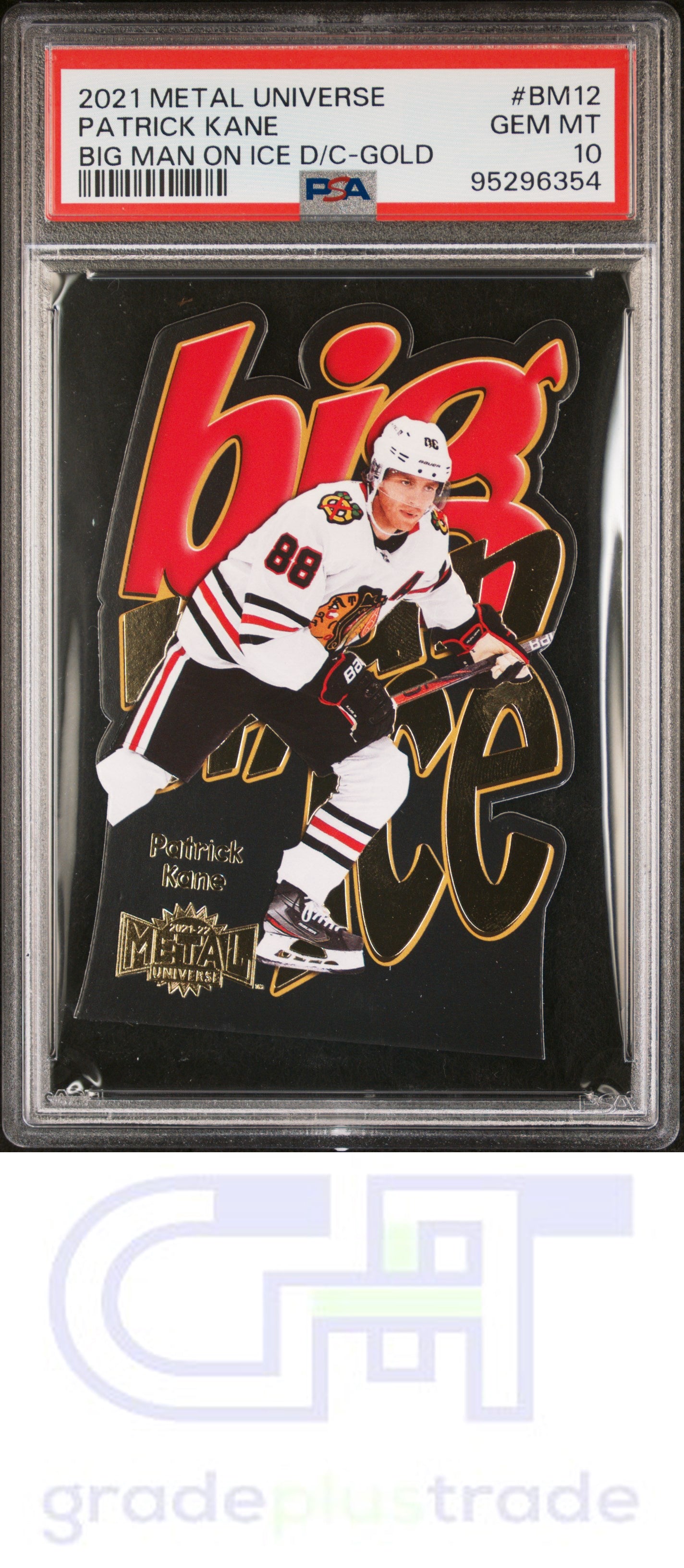 2021 Metal Universe Big Man On Ice Die-Cut Patrick Kane Gold #'d /96 PSA 10