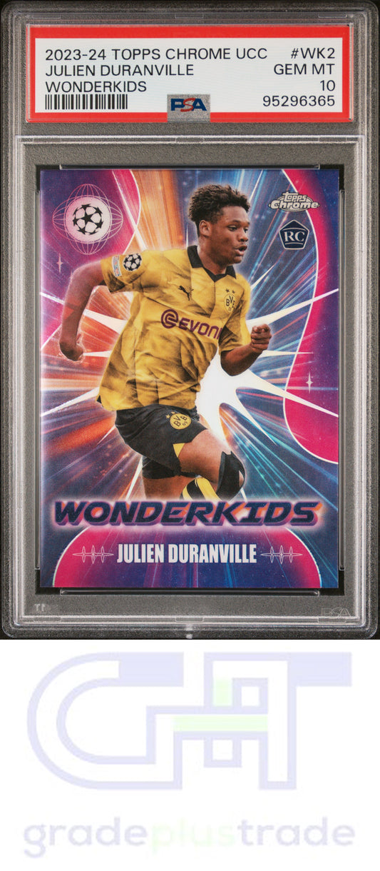 2023-24 Topps Chrome UEFA Wonderkids #WK2 Julien Duranville RC PSA 10