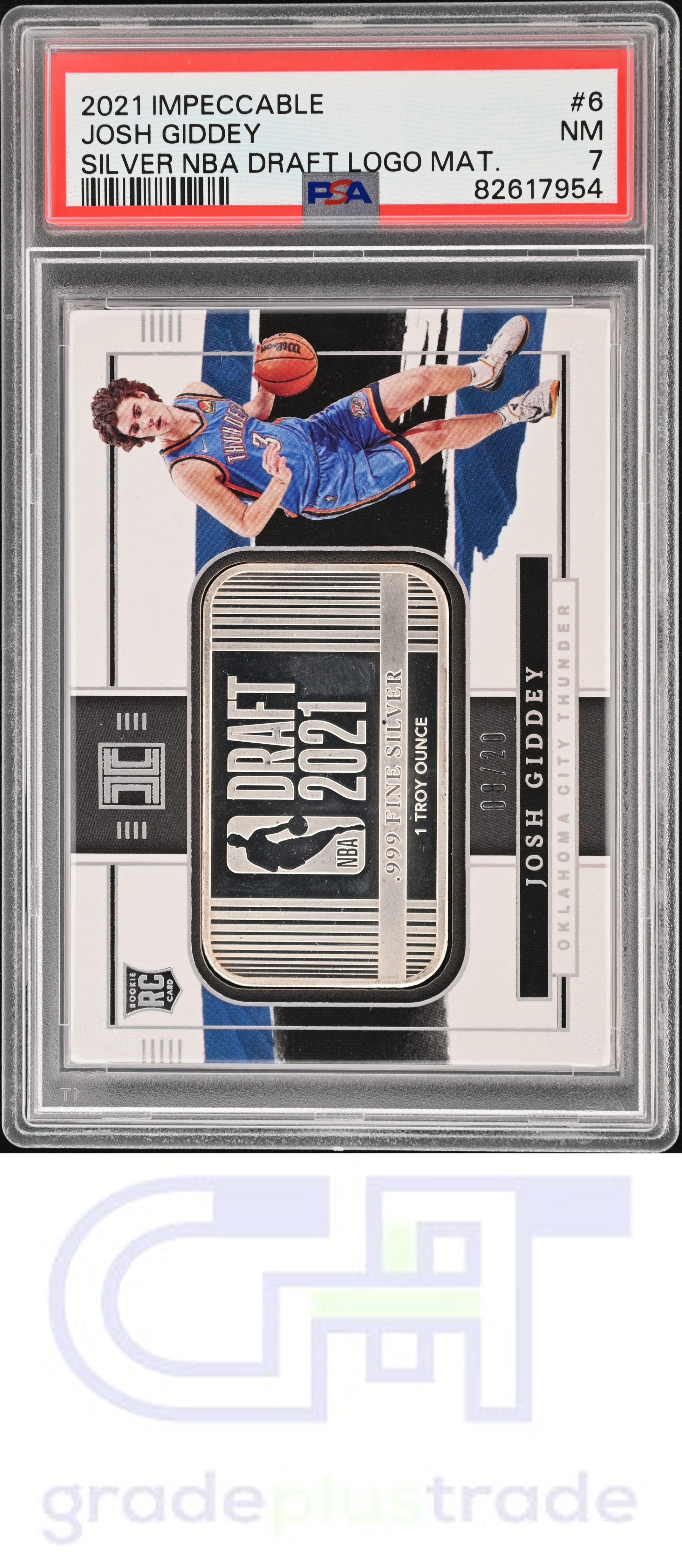 2021 Panini Impeccable Silver NBA Draft Logo #6 Mat. Josh Giddey PSA 7