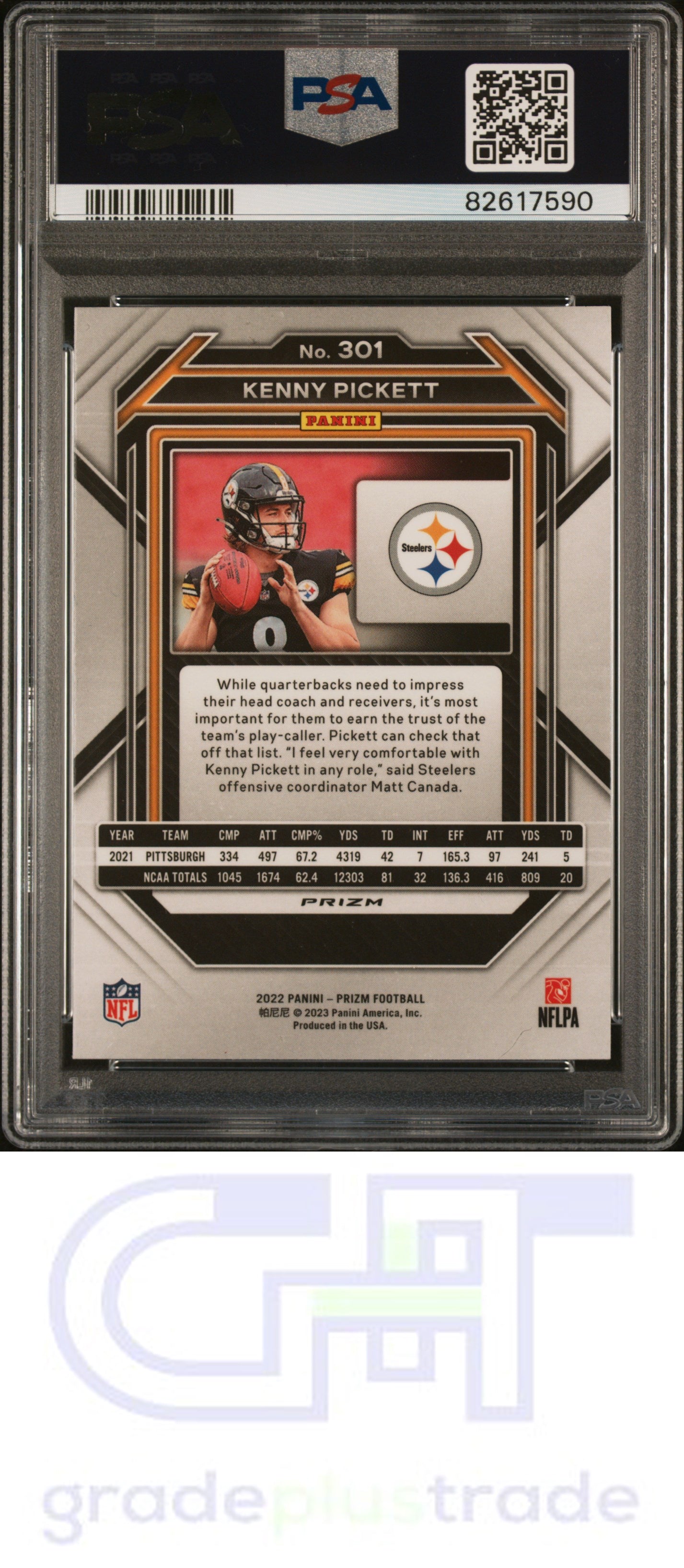 2022 Panini Prizm #301 Green Prizm Kenny Pickett PSA 9