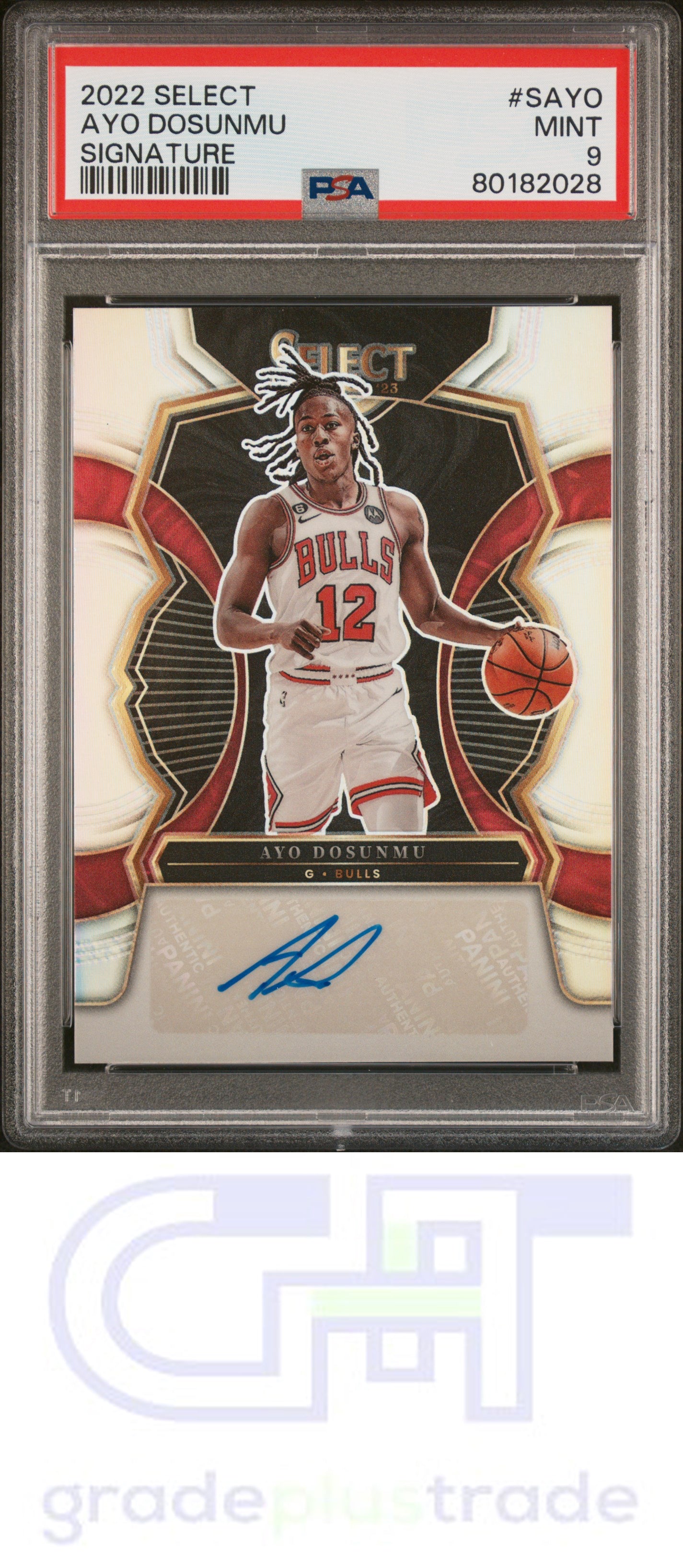 2022 Panini Select Signatures #SAYO Signature Ayo Dosunmu PSA 9