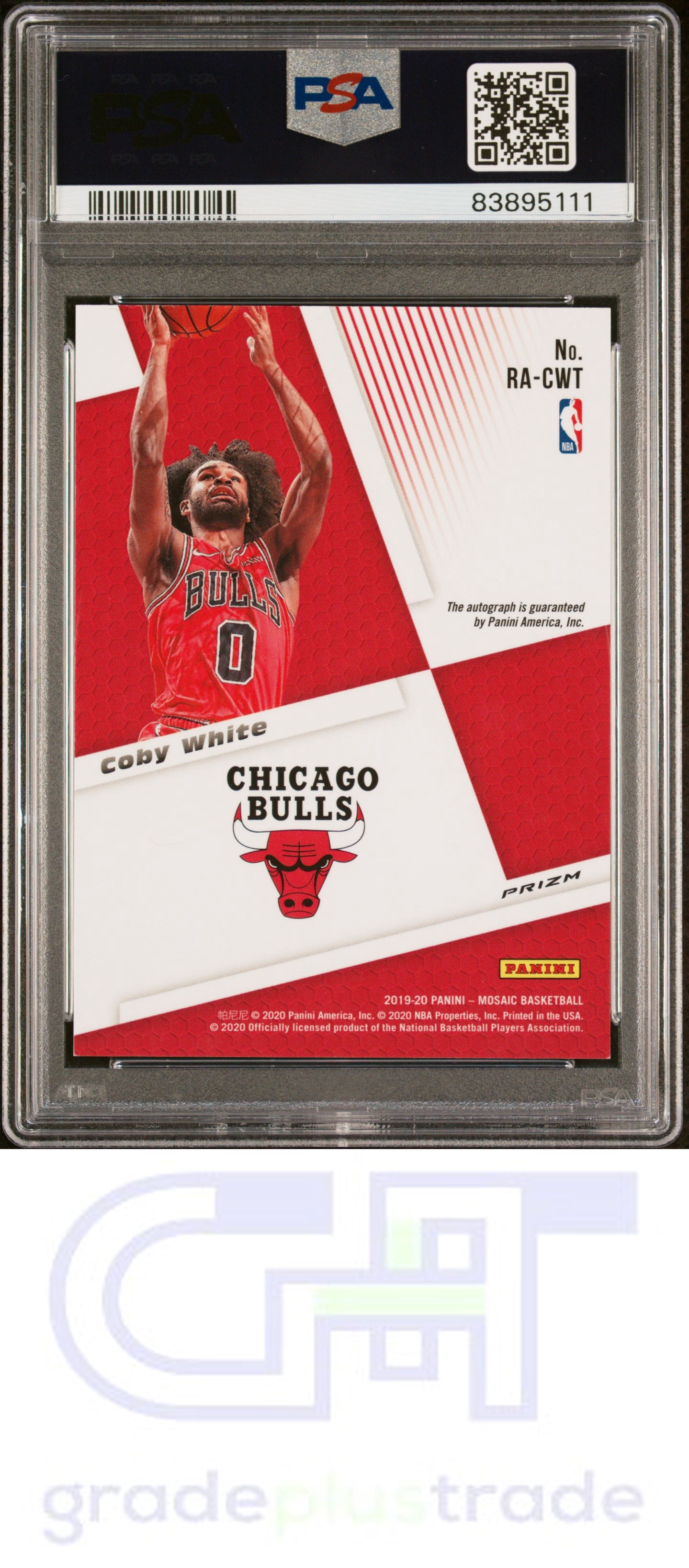 2019 Panini Mosaic Rookie Autographs Mosaic Red Choice Coby White PSA 8