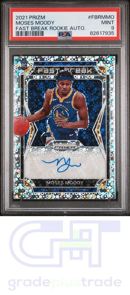 2021 Panini Prizm Fast Break Rookie Auto Moses Moody PSA 9