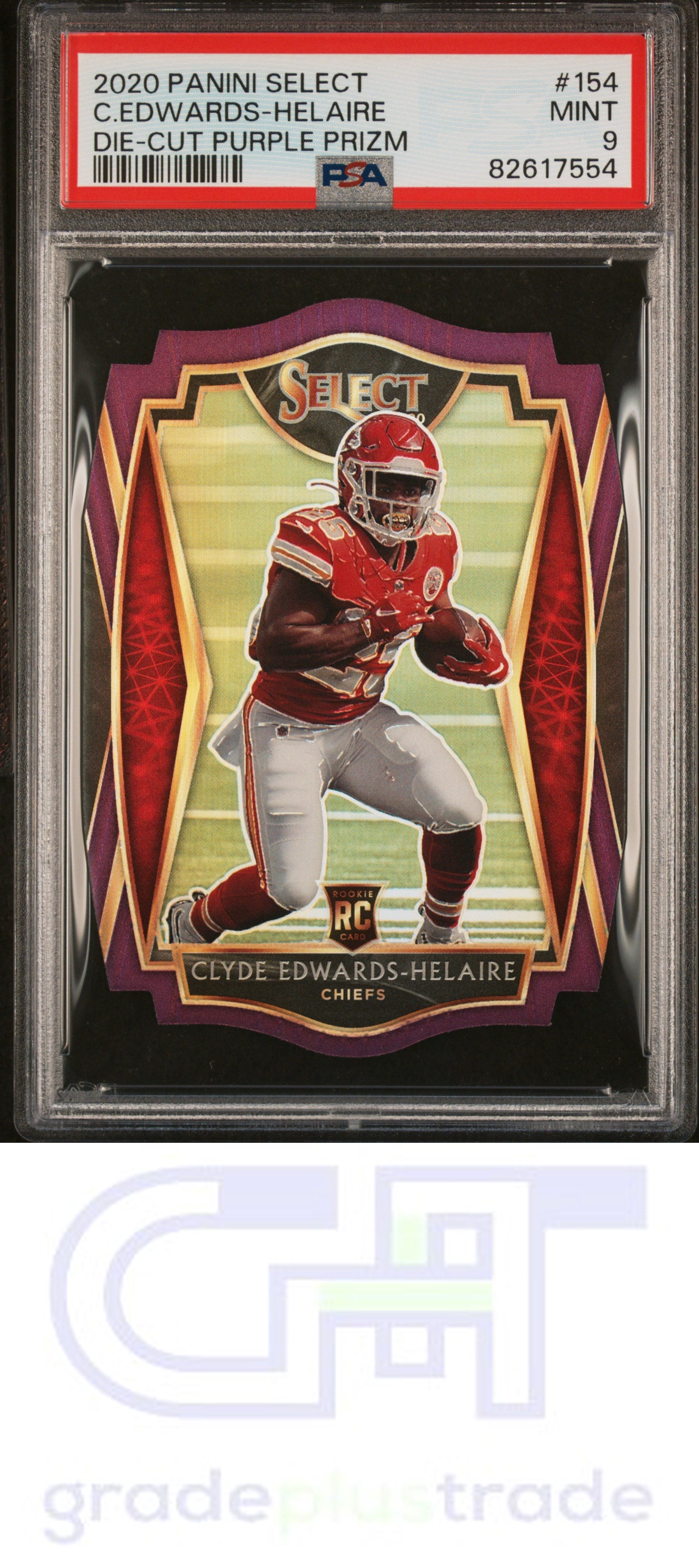 2020 Panini Select #154 Die-Cut Purple Prizm C.Edwards-Helaire /25 PSA 9