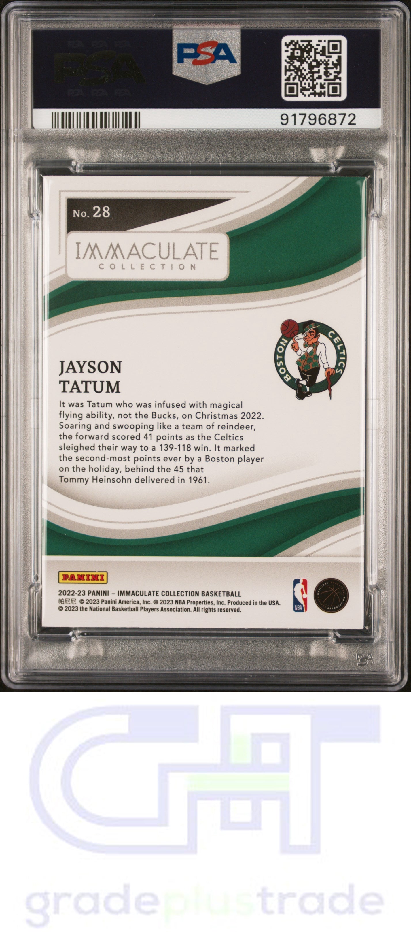 2022 Panini Immaculate Collection #28 Holo Jayson Tatum #'d 3/3 PSA 8