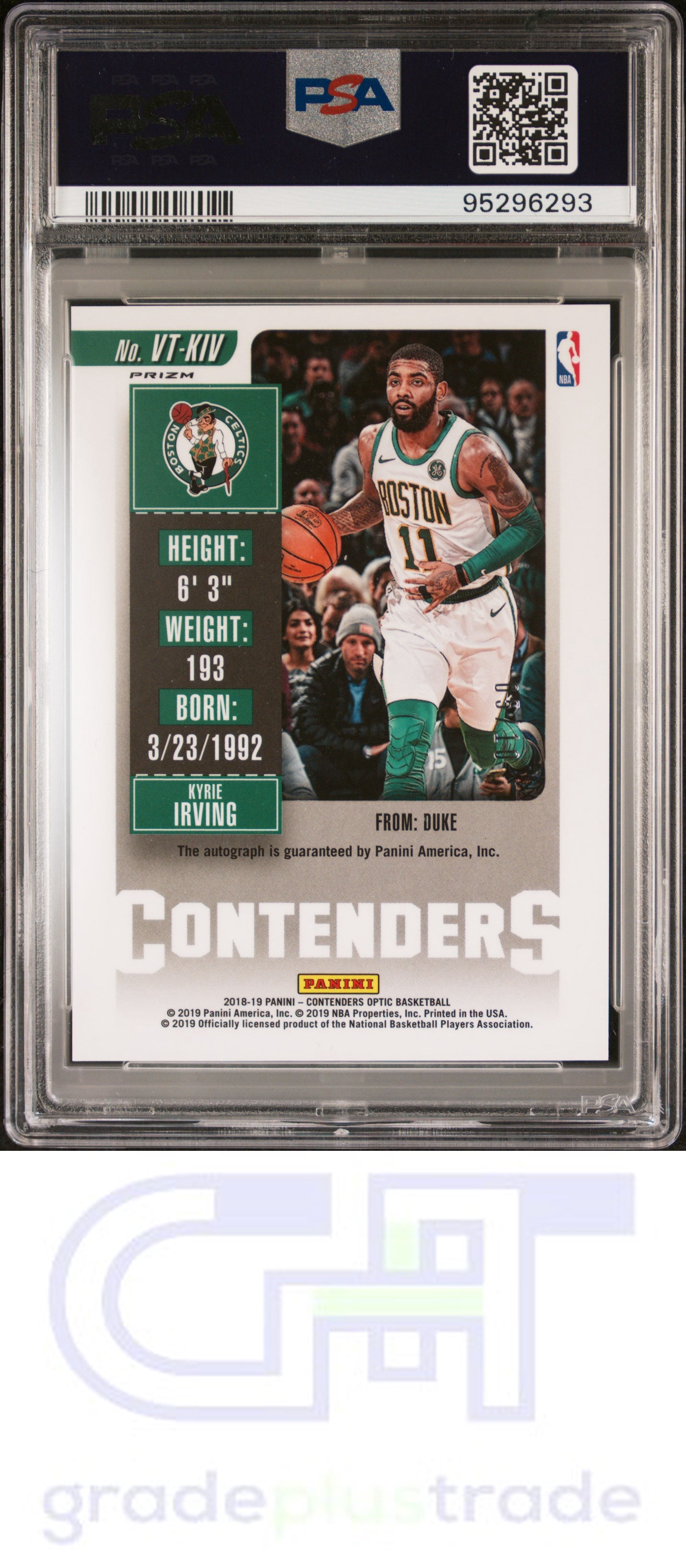 2018 Panini Contenders Optic Season Ticket Auto Gold Kyrie Irving /10 PSA 10