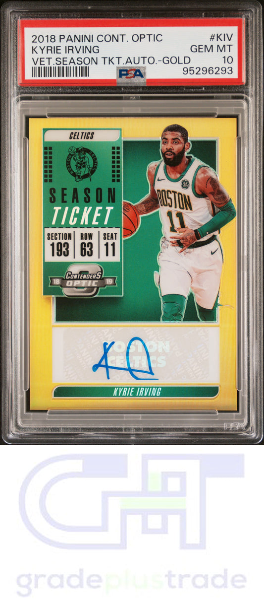 2018 Panini Contenders Optic Season Ticket Auto Gold Kyrie Irving /10 PSA 10