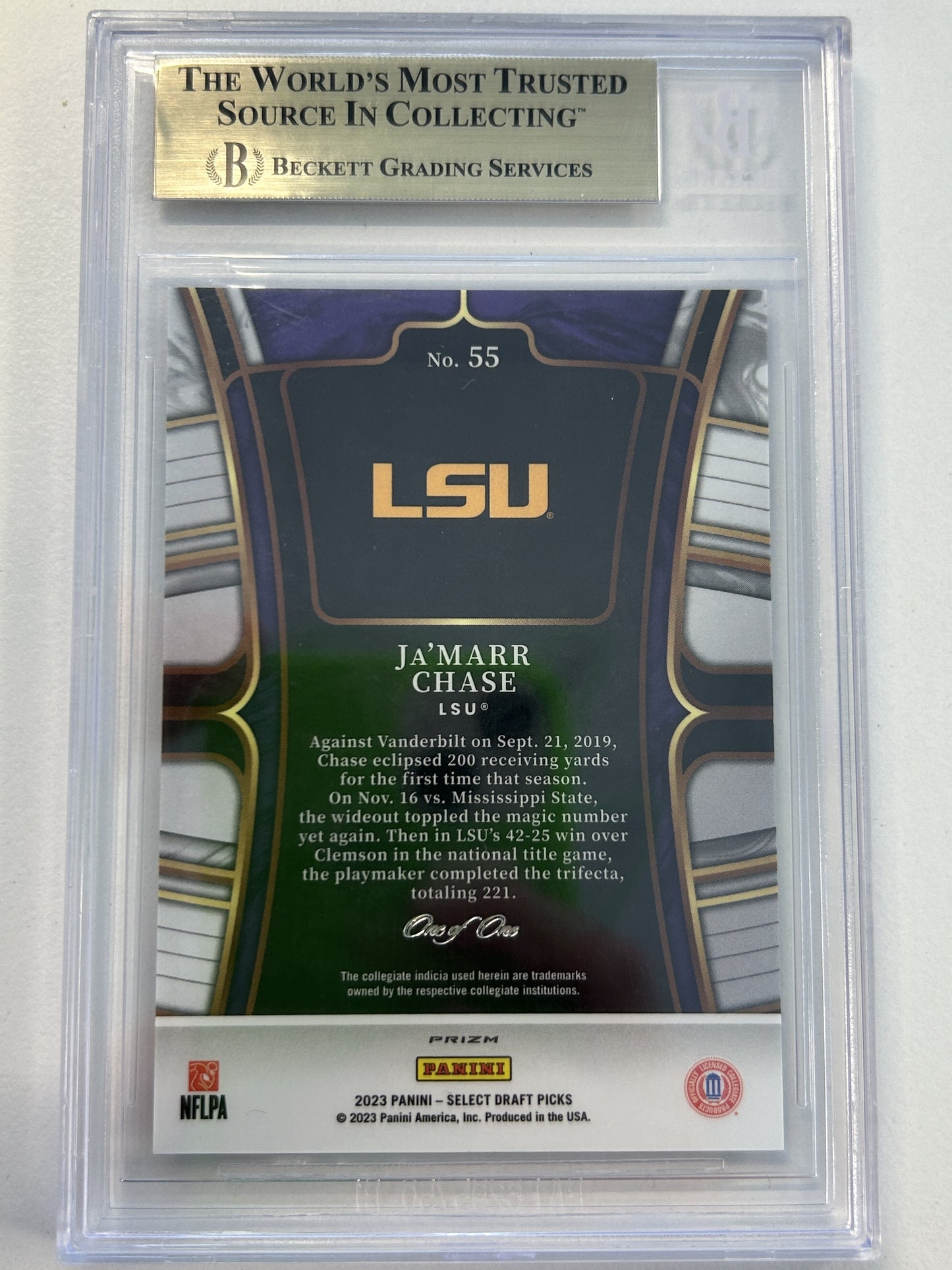 2023 Select Draft Picks Prizms Black #55 Ja'Marr Chase 1/1 BGS 9.5