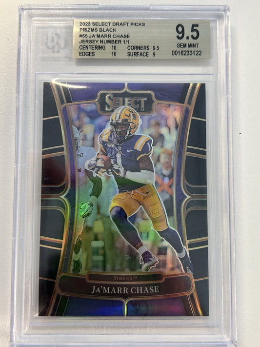 2023 Select Draft Picks Prizms Black #55 Ja'Marr Chase 1/1 BGS 9.5