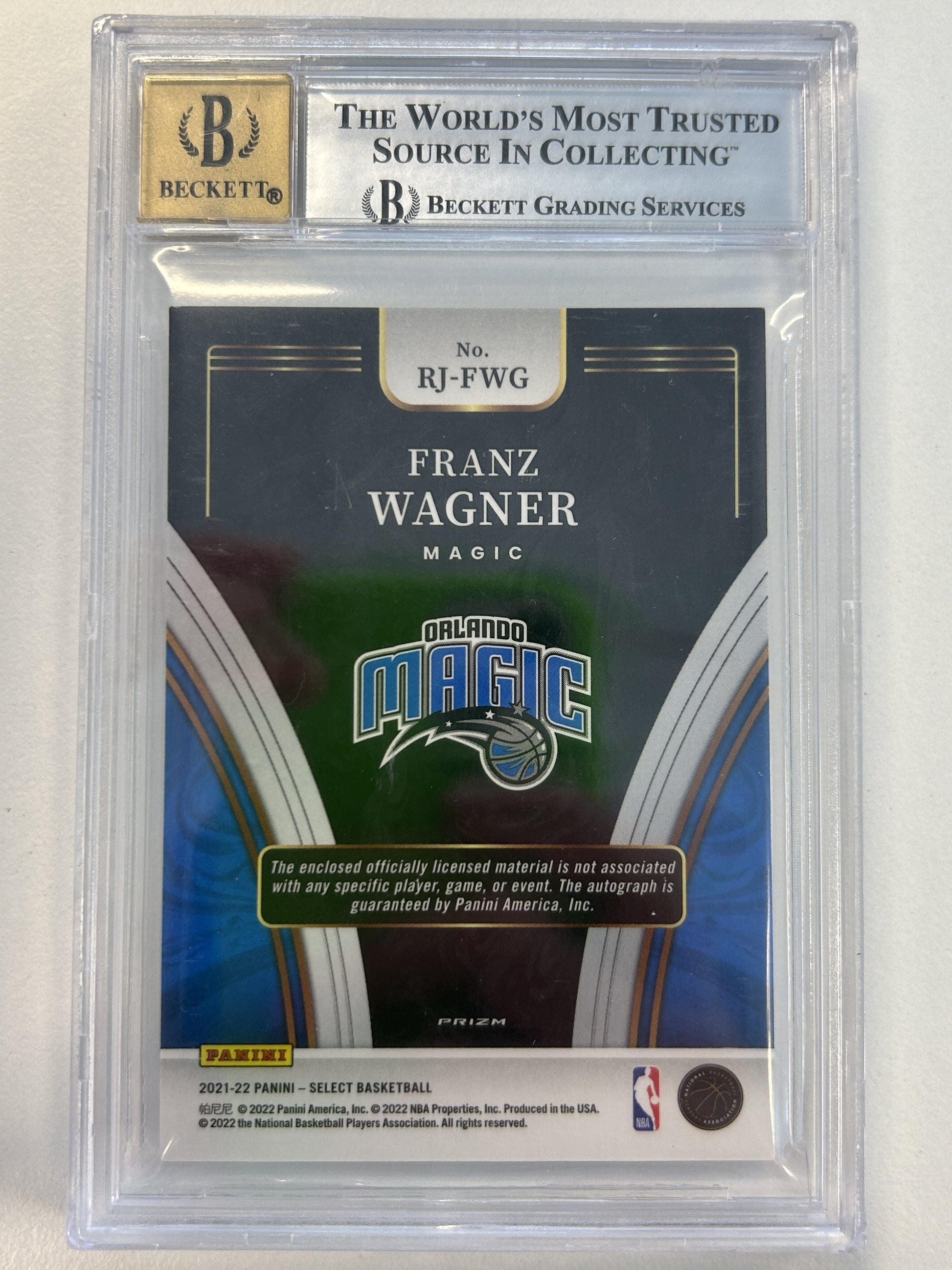 2021-22 Select Rookie Jersey Autographs Prizms Disco #35 Franz Wagner BGS 9.0