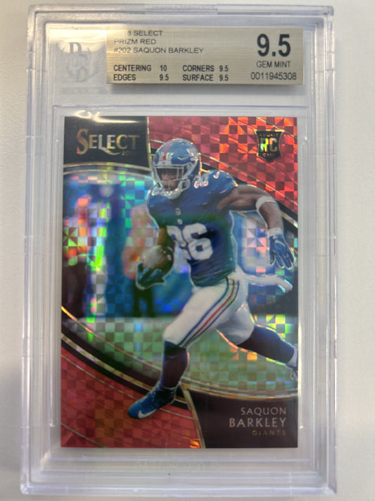 2018 Select Prizm Red #202 Saquon Barkley RC /49 BGS 9.5