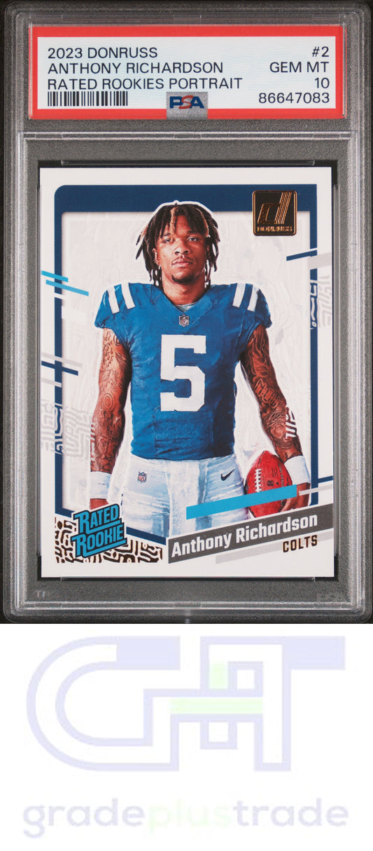 2023 Panini Donruss Rated Rookies Portrait #2 Anthony Richardson PSA 10