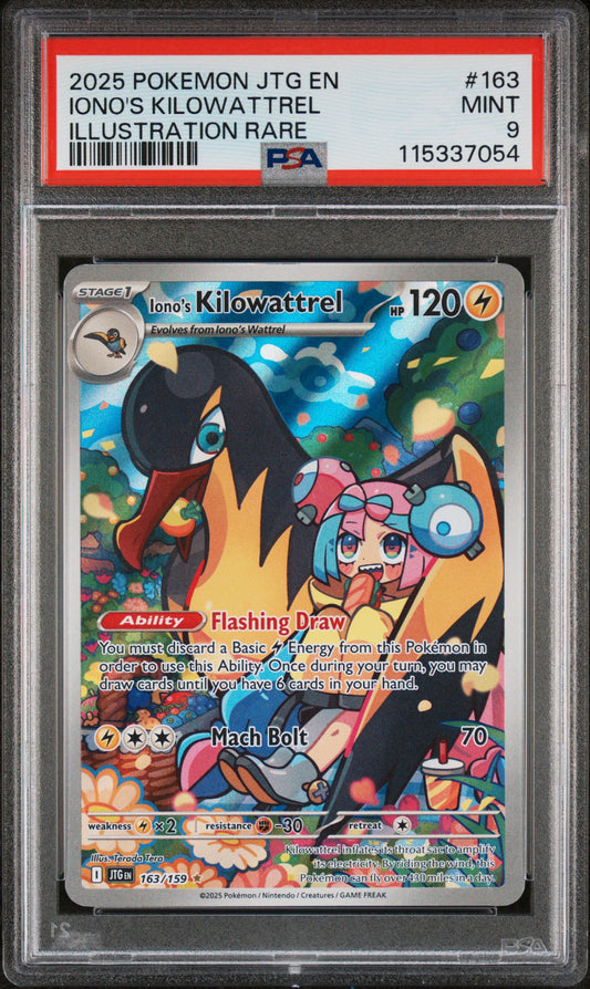 2025 Pokemon JTG EN Iono’s Kilowattrel Illustration Rare PSA 9