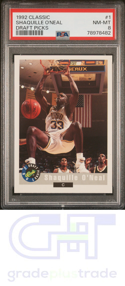 1992 Classic Draft Picks #1 Draft Picks Shaquille O'Neal PSA 8