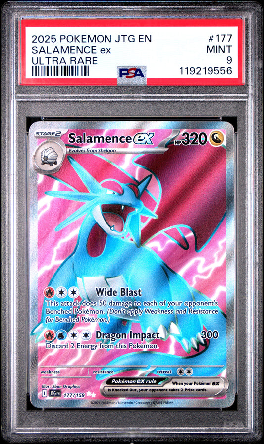 2025 Pokemon JTG EN Salamence EX Ultra Rare PSA 9