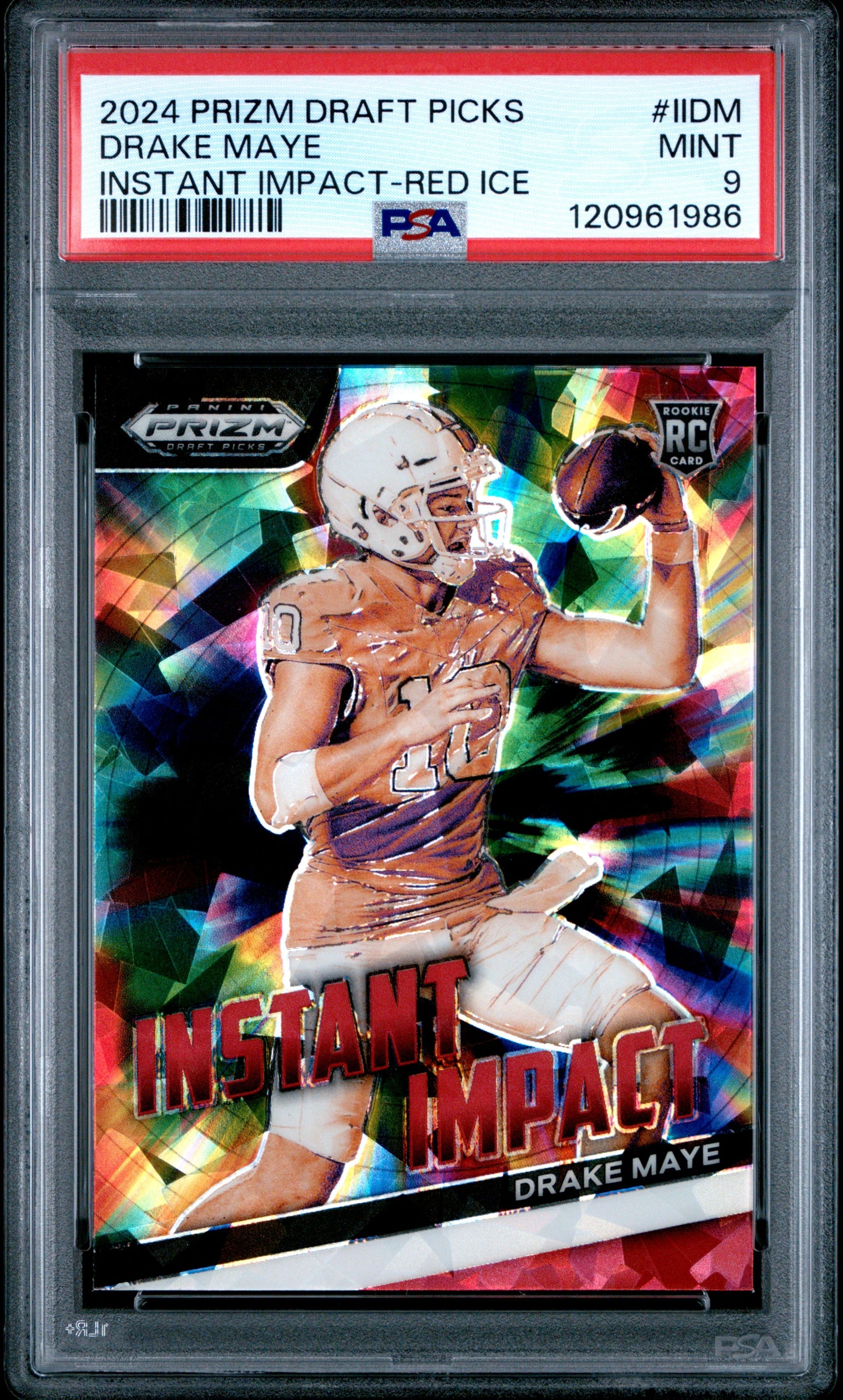 2024 Prizm Draft Picks #IIDM Drake Maye Instant Impact Red Ice RC PSA 9
