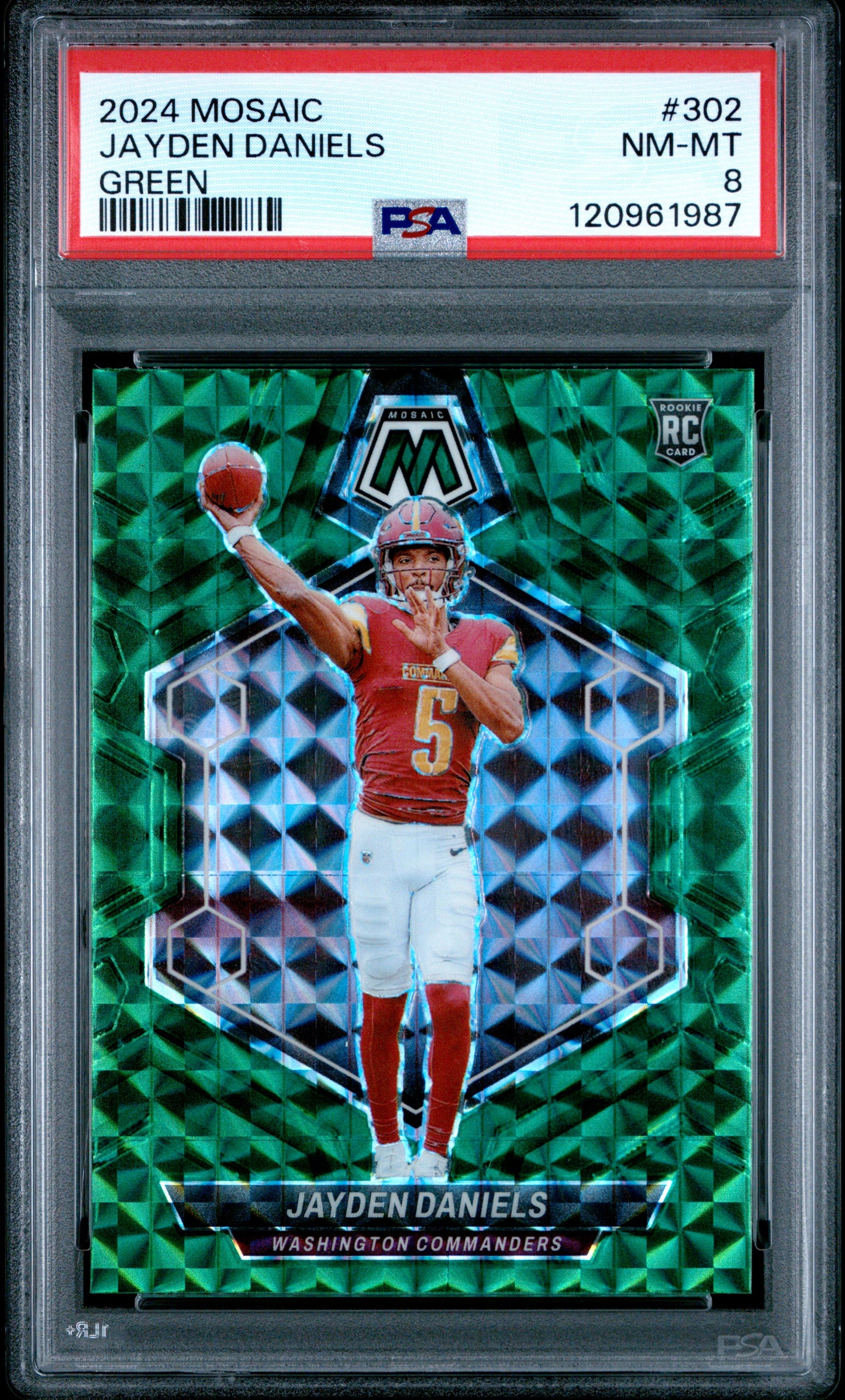 2024 Mosaic Jayden Daniels Green RC PSA 8