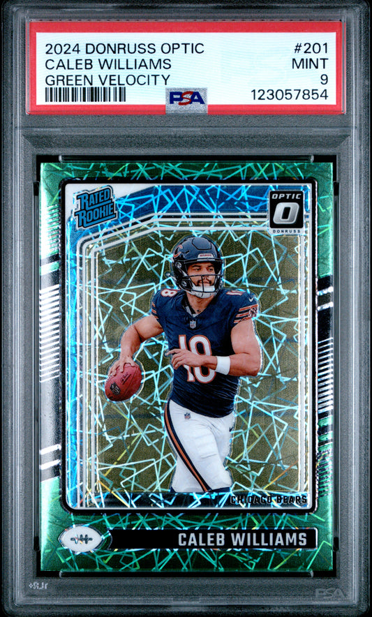 2024 Donruss Optic #201 Caleb Williams Green Velocity RC PSA 9