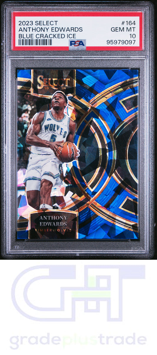 2023 Panini Select #164 Blue Cracked Ice Anthony Edwards PSA 10