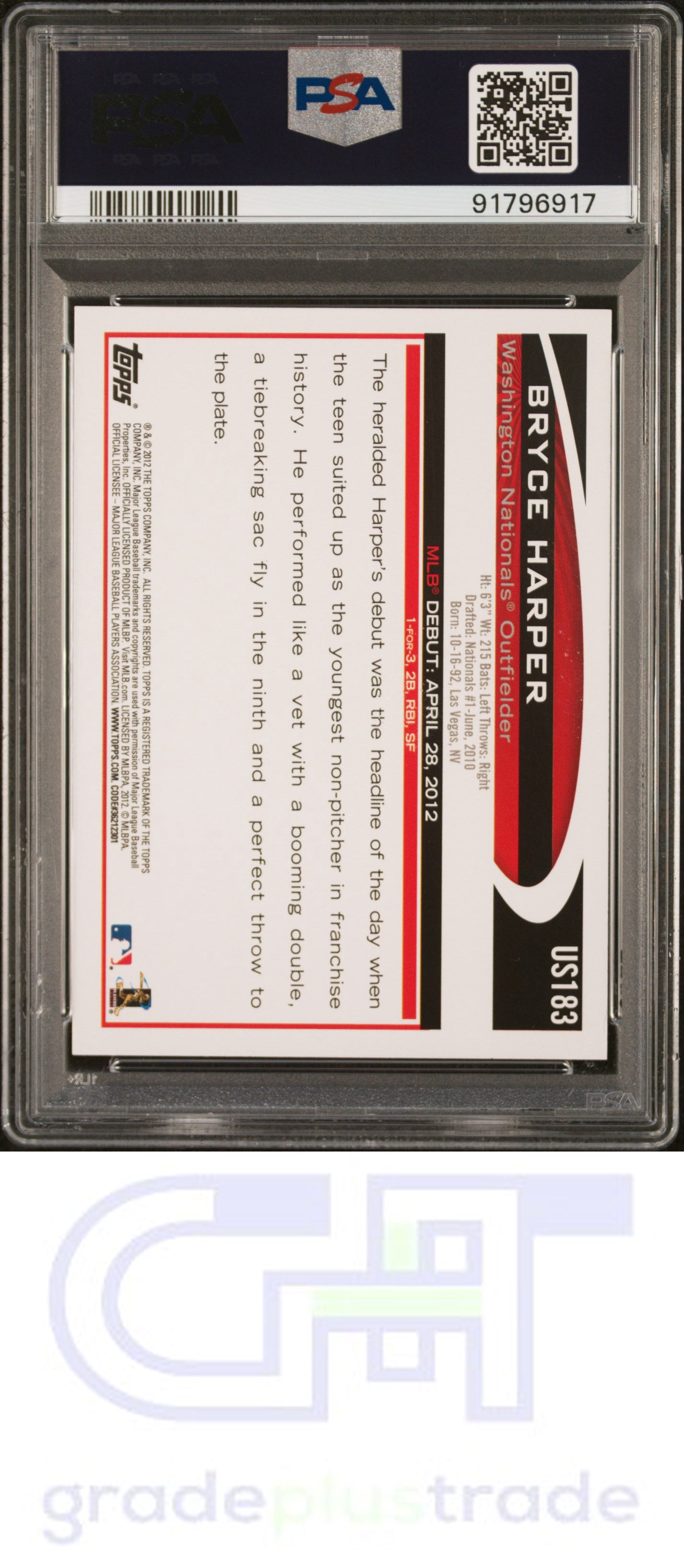 2012 Topps Update #US183 Bryce Harper RC PSA 10