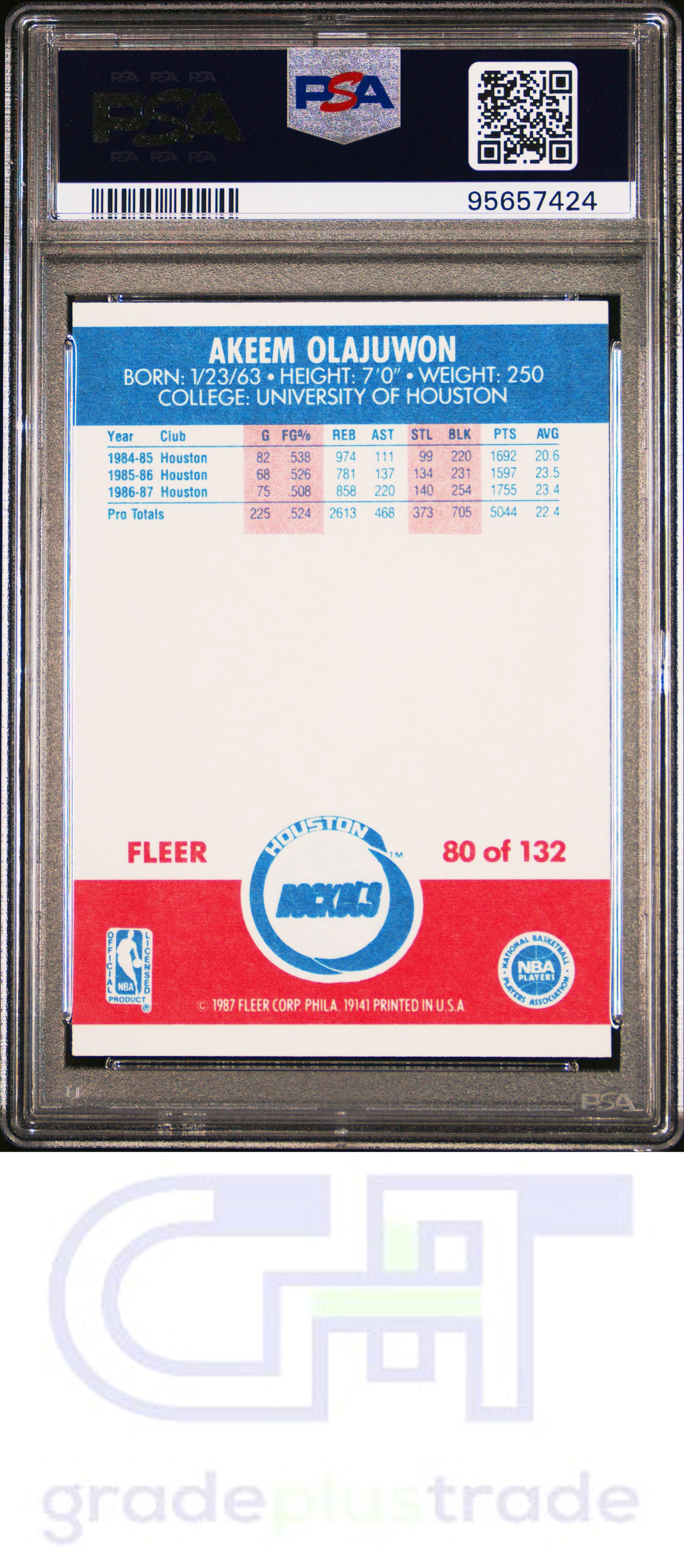 1987 Fleer #80 Akeem Olajuwon PSA 6