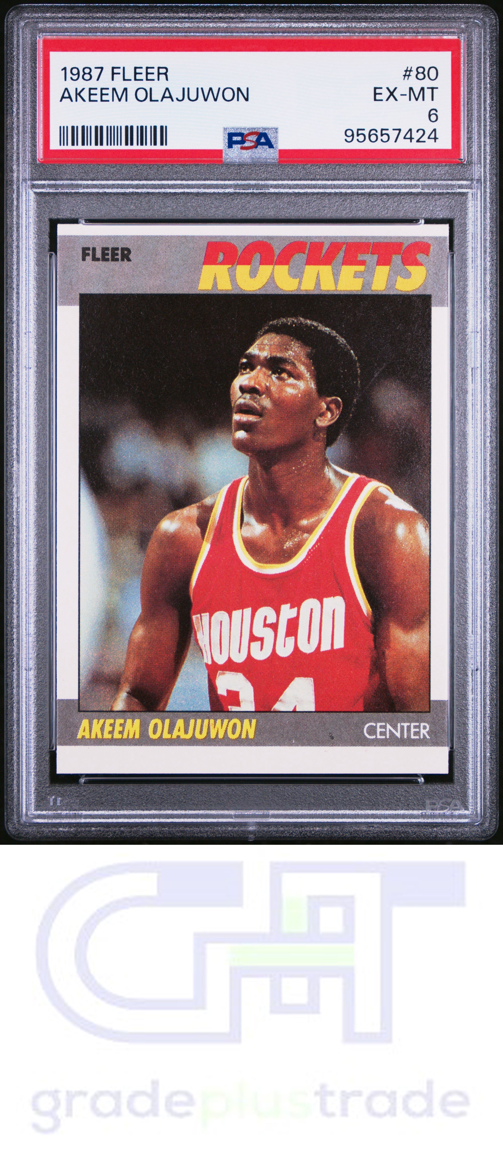 1987 Fleer #80 Akeem Olajuwon PSA 6