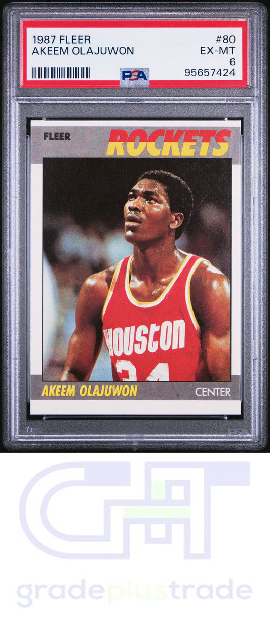 1987 Fleer #80 Akeem Olajuwon PSA 6